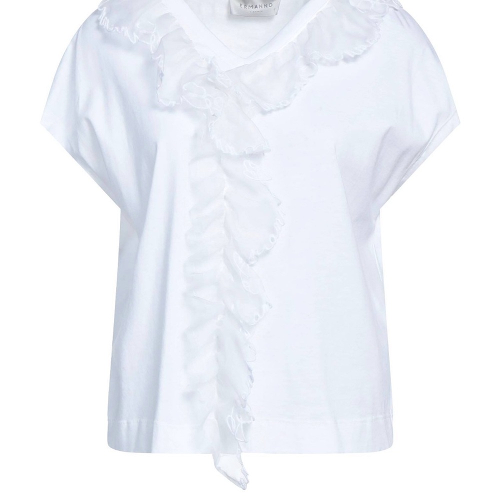 White Ruffled Tie Front Blouse